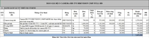 Báo giá lắp camera hikvision - Bộ 3 camera