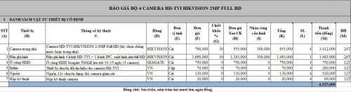 báo giá lắp đặt 4 camera hikvision