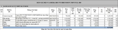 báo giá lắp đặt 5 camera hikvision