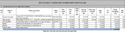 báo giá lắp đặt 6 camera hikvision