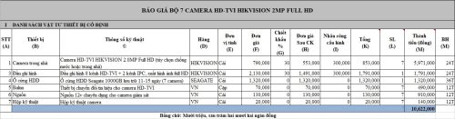 báo giá lắp đặt 7 camera hikvision