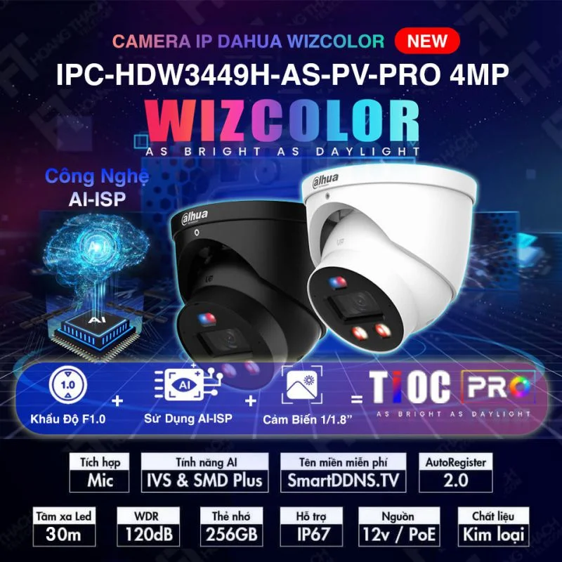 Camera IP Dahua DH-IPC-HDW3449H-AS-PV-PRO - Camera TiOC Pro
