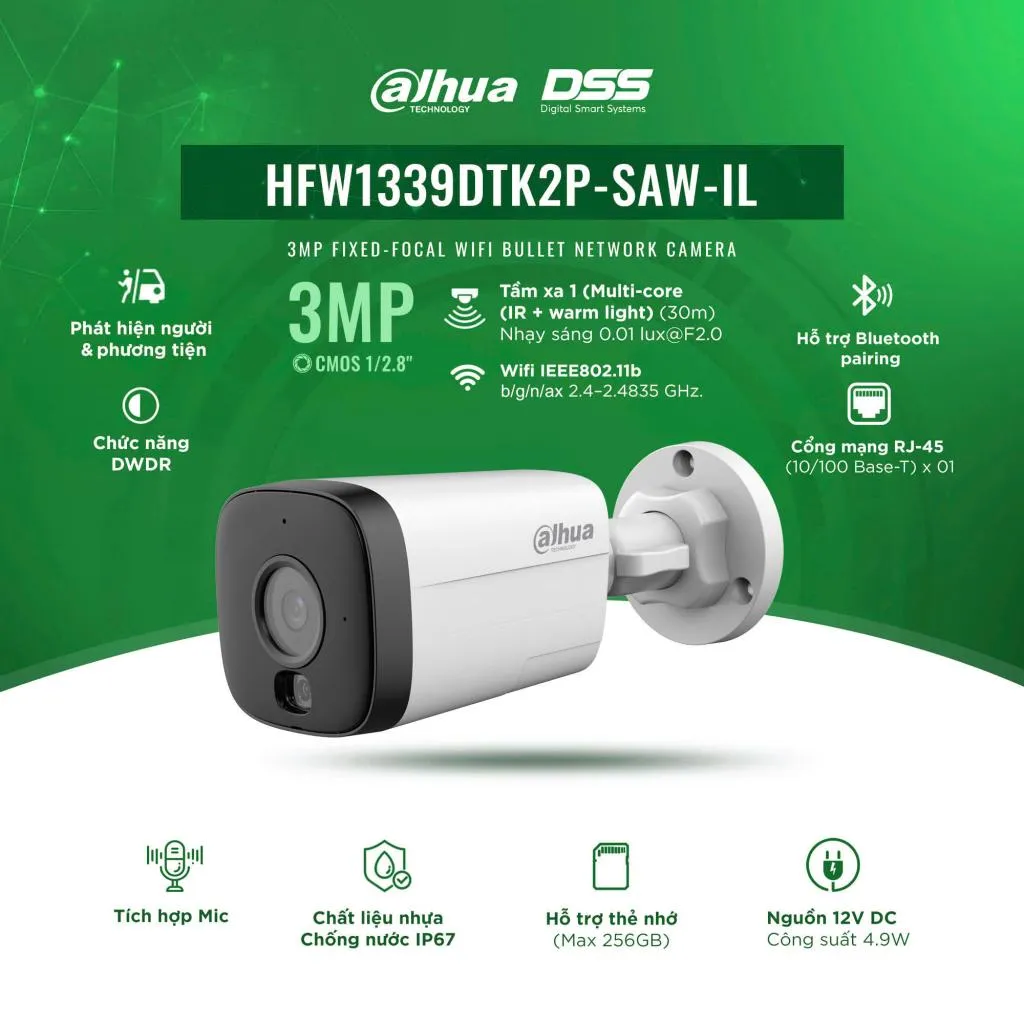 Camera Wifi Dahua DH-IPC-HFW1339DTK2-SAW-IL